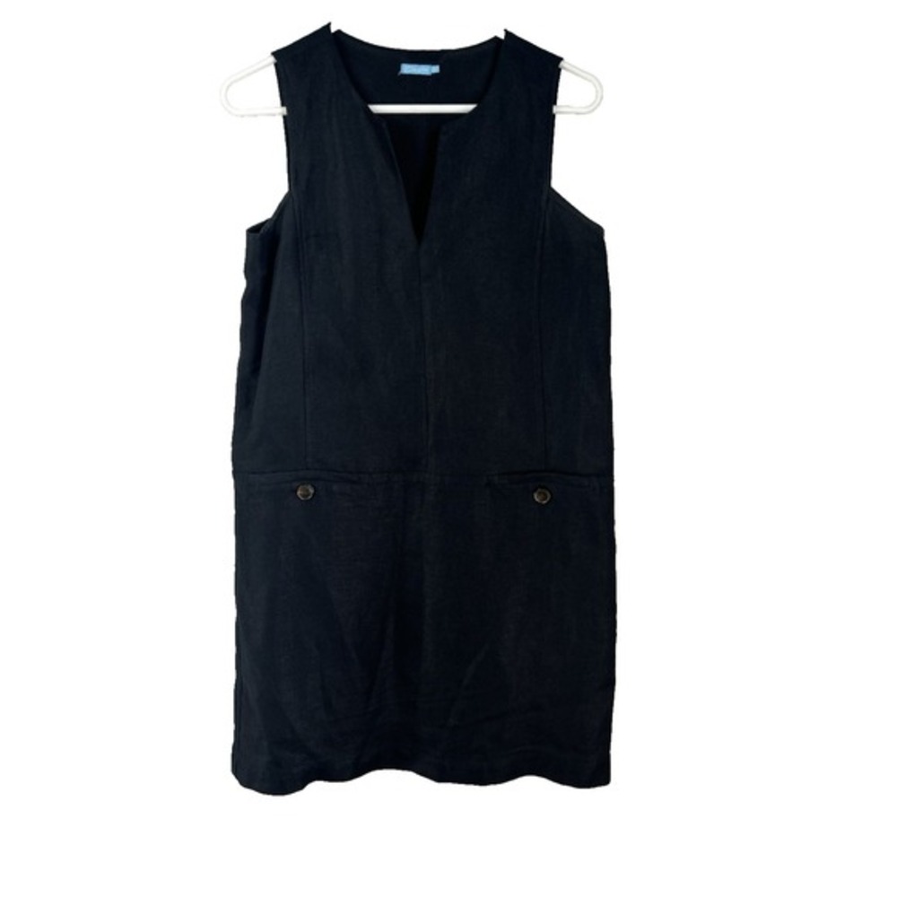 J.‎ McLaughlin Weezie Black Linen Blend Sheath Dress Front Pocket Detail Sz XS - Picture 2 of 10
